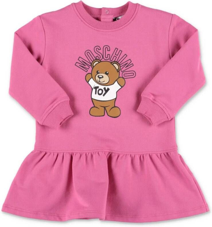 Moschino teddybeer fuchsia jurk in katoenen sweatshirt | teddybeer fuchsia katoenen sweatshirt jurk , Roze, Unisex
