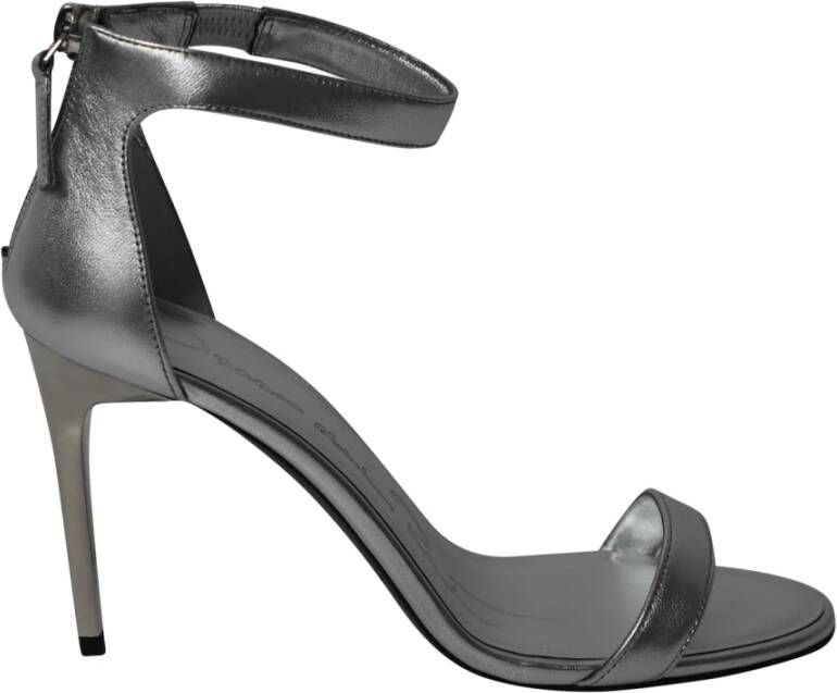 Oscar De La Renta Metallic High Heel Sandals in Silver Leather Oscar De La Renta Pre owned, Grijs, Dames