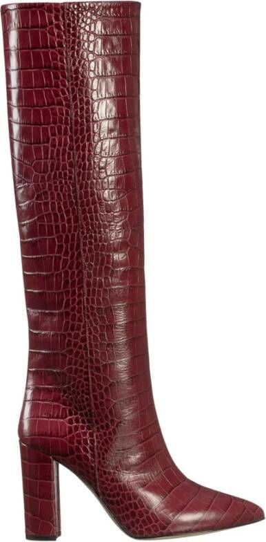 Paris Texas Kniehoge laarzen in reptielenlook , Rood, Dames
