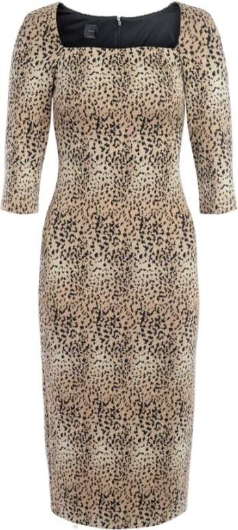 pinko Anouk macula stoffen punto jurk , Bruin, Dames