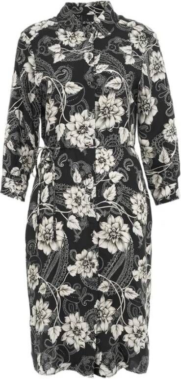 pinko Blousejurk cashmere bloemenprint , Zwart, Dames