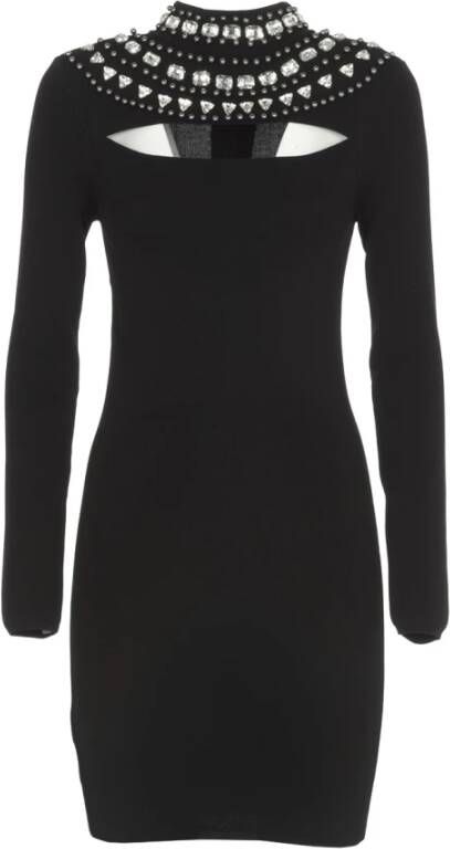 pinko Caffelatte Abito Punto Roma Black , Zwart, Dames