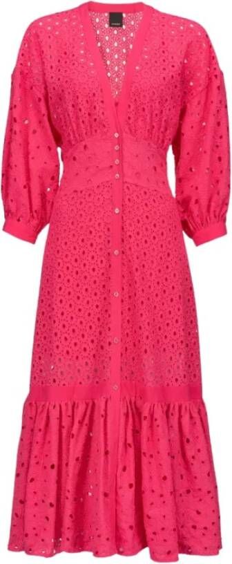 pinko Lange jurk met Engels kant , Roze, Dames