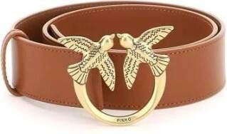 pinko Love Birds Leather Belt , Geel, Dames