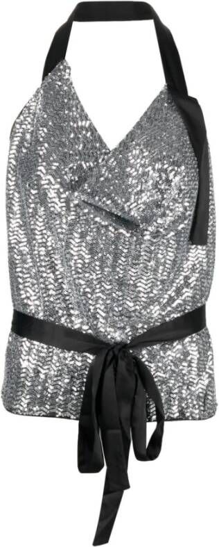 pinko Mouwloze tops , Grijs, Dames