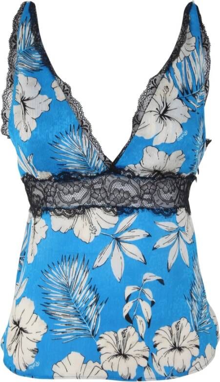 pinko Trovato Top Donna Jaquard Stampa Fiore Grafico Colore Turchese/Burro/Nero , Blauw, Dames