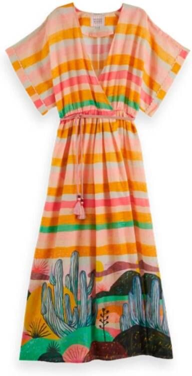 Scotch & Soda Organic cotton beach kaftan combo t , Oranje, Dames