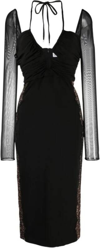 Self Portrait Jersey uitgesneden midi jurk , Zwart, Dames