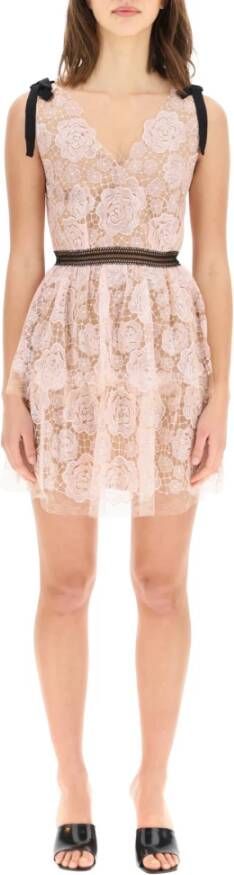 Self Portrait lovertjes kanten mini jurk , Roze, Dames