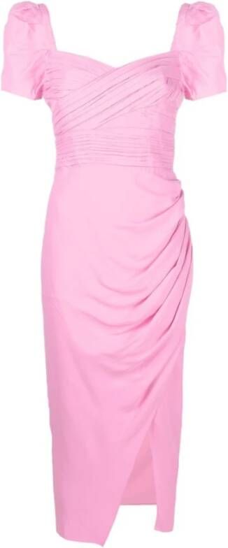 Self Portrait Crepe Wrap Midi Dress , Roze, Dames
