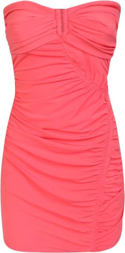Self Portrait strapless mini jurk is gedetailleerd met ruches , Roze, Dames