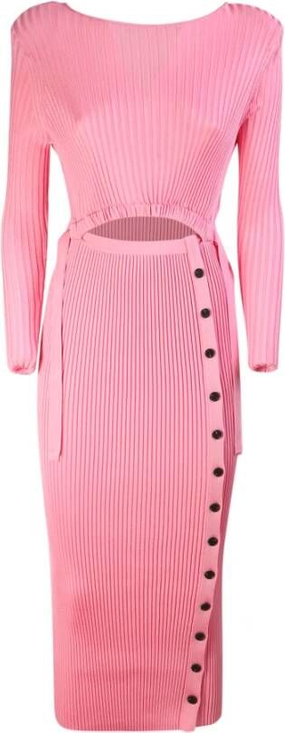 Self Portrait verbetert deze geribbelde gebreide jurk met uitgesneden details waardoor het een gedurfde aanraking krijgt , Roze, Dames