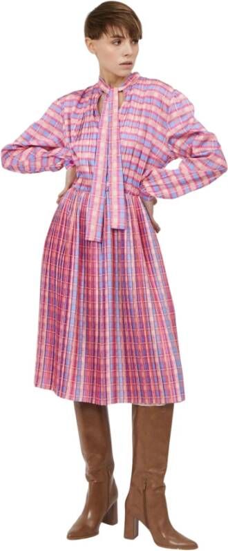 Silvian Heach Kleed met geplooide cirkelrok , Rood, Dames