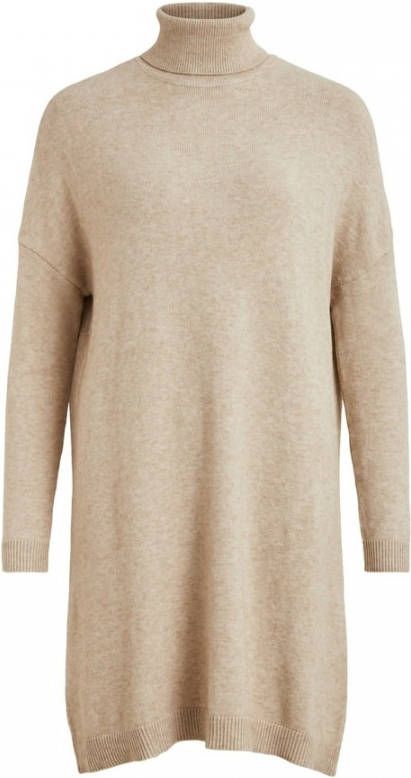 VILA gebreide jurk VIRIL ROLLNECK L/S KNIT TUNIC NOOS ecru