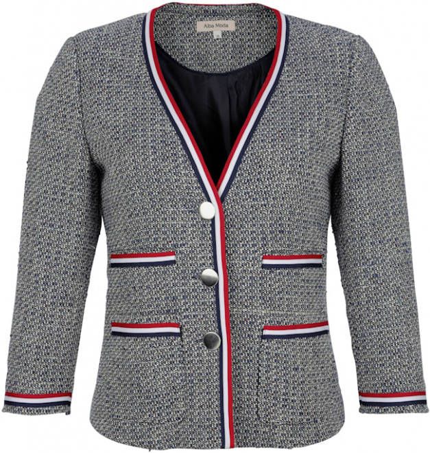 alba moda Blazer van bouclé Marine/Offwhite/Rood