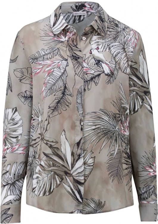 alba moda Blouse met bloemendessin Kaki/Offwhite/Berry