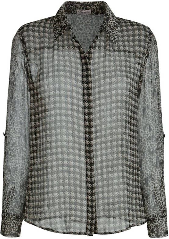 alba moda Blouse met een patronenmix Lichtgrijs/Taupe/Zwart