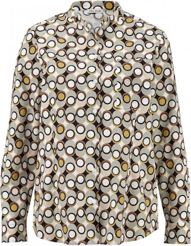 alba moda Blouse met grafische print Salie/Marine/Wit