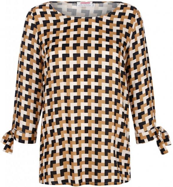 alba moda Blouse met grafische print Zwart/Ecru/Mosterdgeel