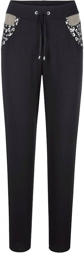 alba moda Broek in trendy jogpantstijl Zwart/Taupe/Goudkleur
