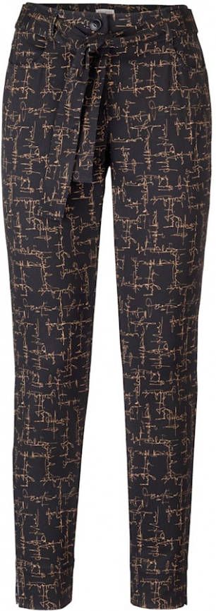 alba moda Broek met bindceintuur Zwart/Camel