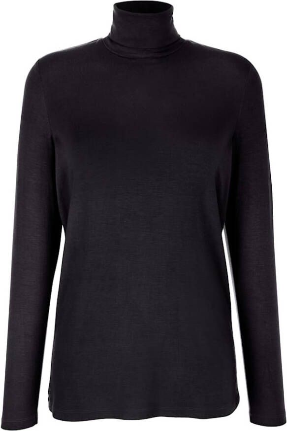 alba moda Colshirt van elastische jersey Zwart