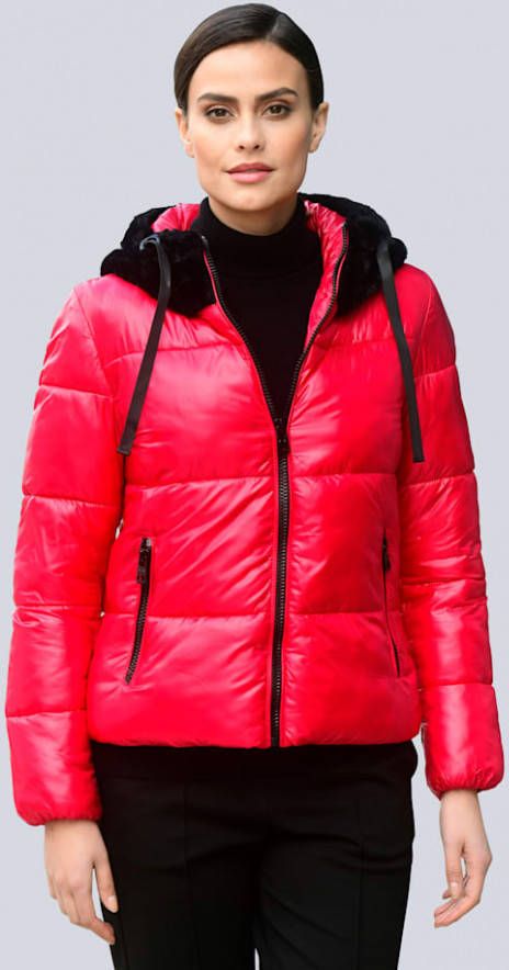 alba moda Doorgestikte jas met capuchon Rood