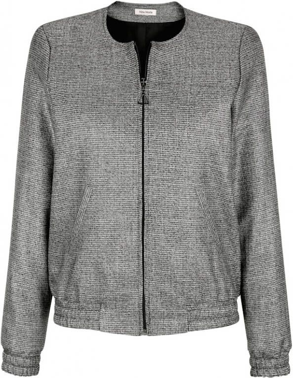 alba moda Jasje met fijn ruitdessin rondom Zilvergrijs/Offwhite/Zwart