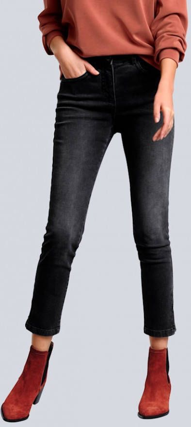alba moda Jeans met strassteentjes op de achterzakken Antraciet