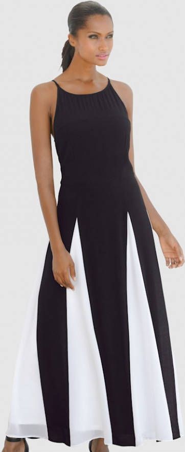 alba moda Jurk in 2 in 1 look Zwart/Wit