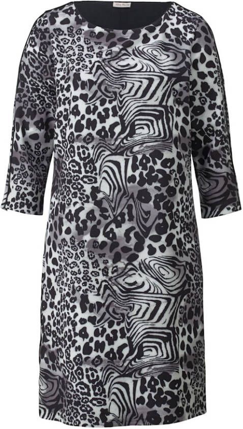 alba moda Jurk met animaldessin Zwart/Grijs/Wit