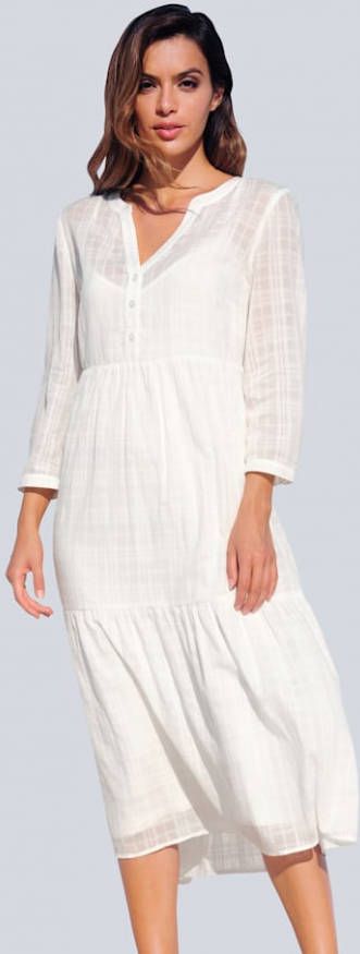 alba moda Jurk met basic witte onderjurk met verstelbare spaghettibandjes Wit