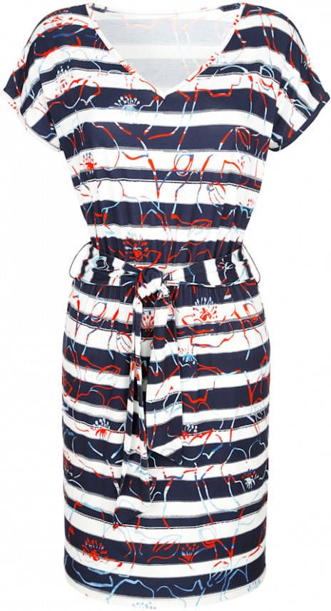 alba moda Jurk met bindbandje Marine/Blauw/Rood/Offwhite