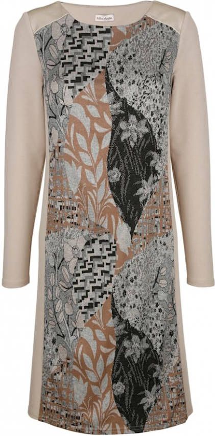 alba moda Jurk met bloemenprint Bruin/Grijs/Zwart