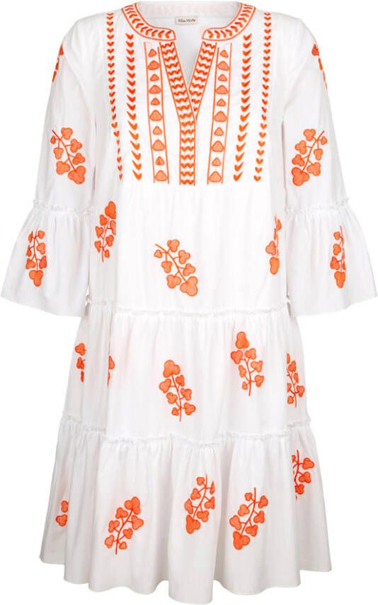 alba moda Jurk met decoratief borduursel en volants Wit