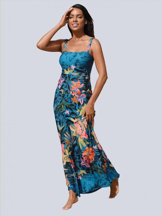 alba moda Jurk met elastiek in de taille Blauw/Oranje