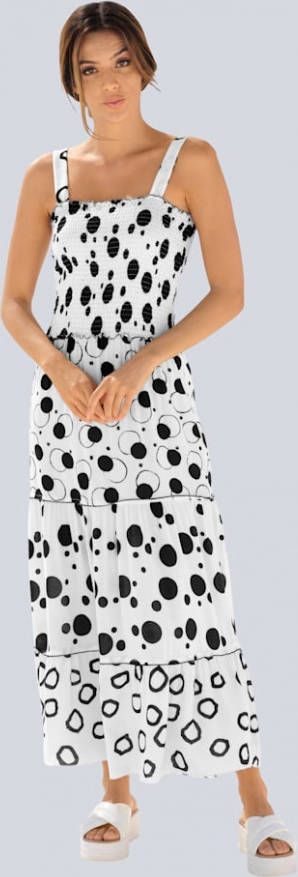 alba moda Jurk met gesmokt lijfje Wit