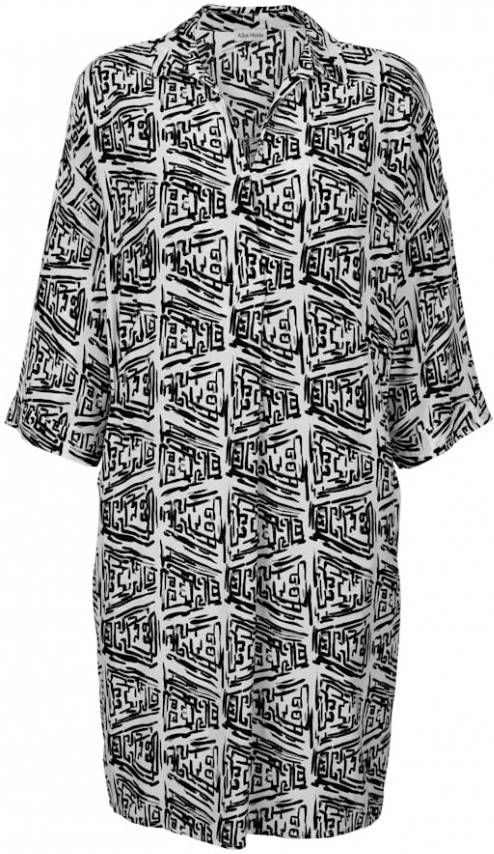 alba moda Jurk met grafisch dessin Wit/Zwart/Grijs