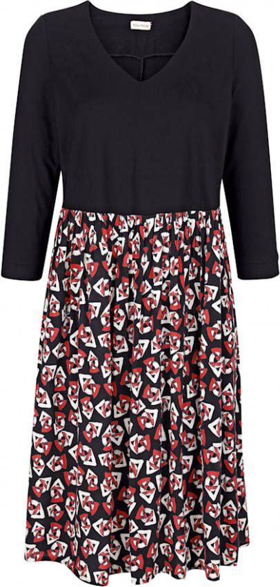alba moda Jurk met jersey lijfje Zwart/Rood/Offwhite
