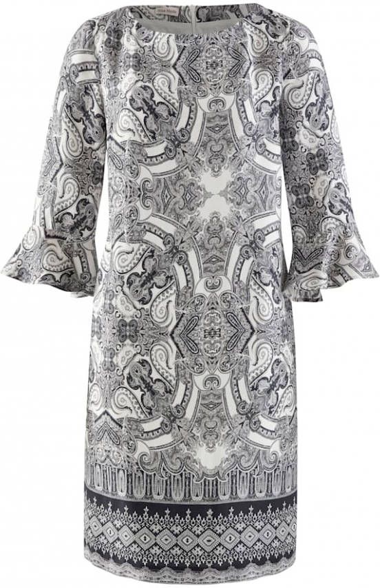 alba moda Jurk met paisleypatroon Grijs/Zwart/Offwhite