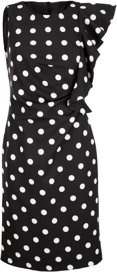 alba moda Jurk met volant aan één kant Zwart/Offwhite