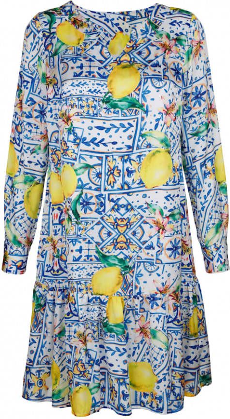 alba moda Jurk met zomers dessin Blauw/Geel/Wit