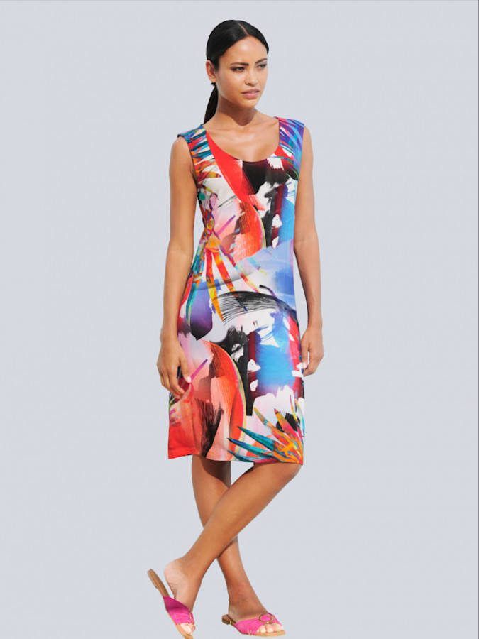 alba moda Jurk van comfortabele jersey Blauw/Rood/Wit/Geel/Oranje/Paars