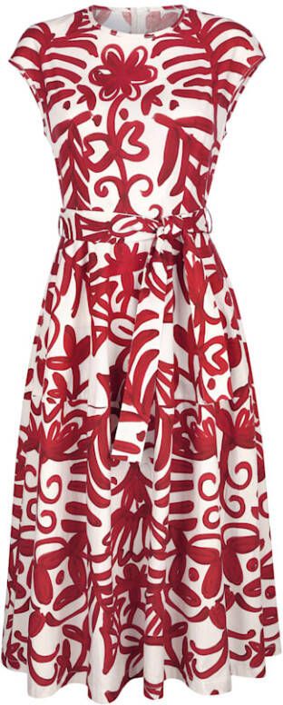 alba moda Midi jurk met bindbandje Rood/Offwhite