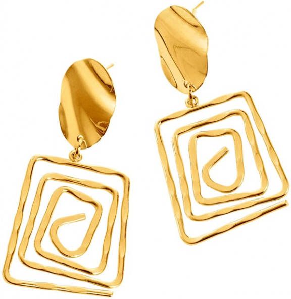 alba moda Oorhangers in grafische look Geelgoudkleur