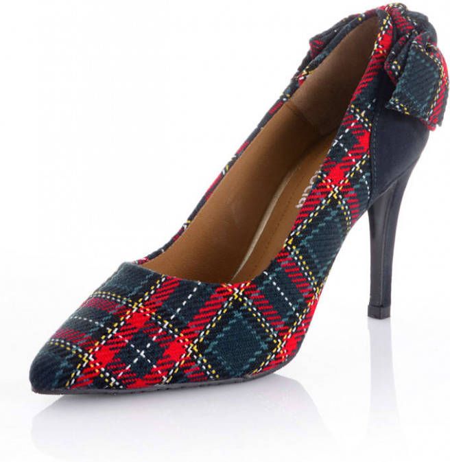alba moda Pump met ruitdessin Marine/Rood