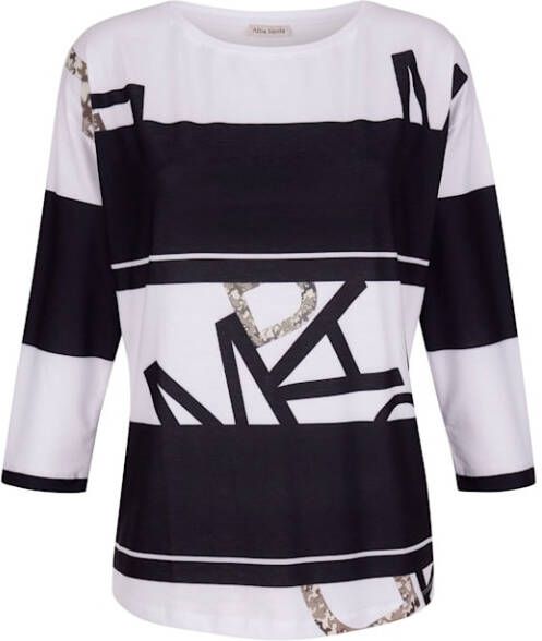 alba moda Shirt met opschrift Zwart/Wit