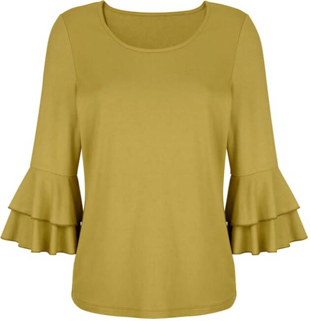 alba moda Shirt met volants aan de mouwen Mosterdgeel