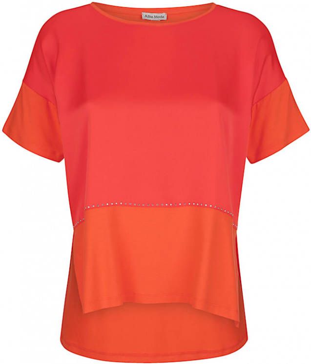 alba moda Shirt van een materialenmix Oranje