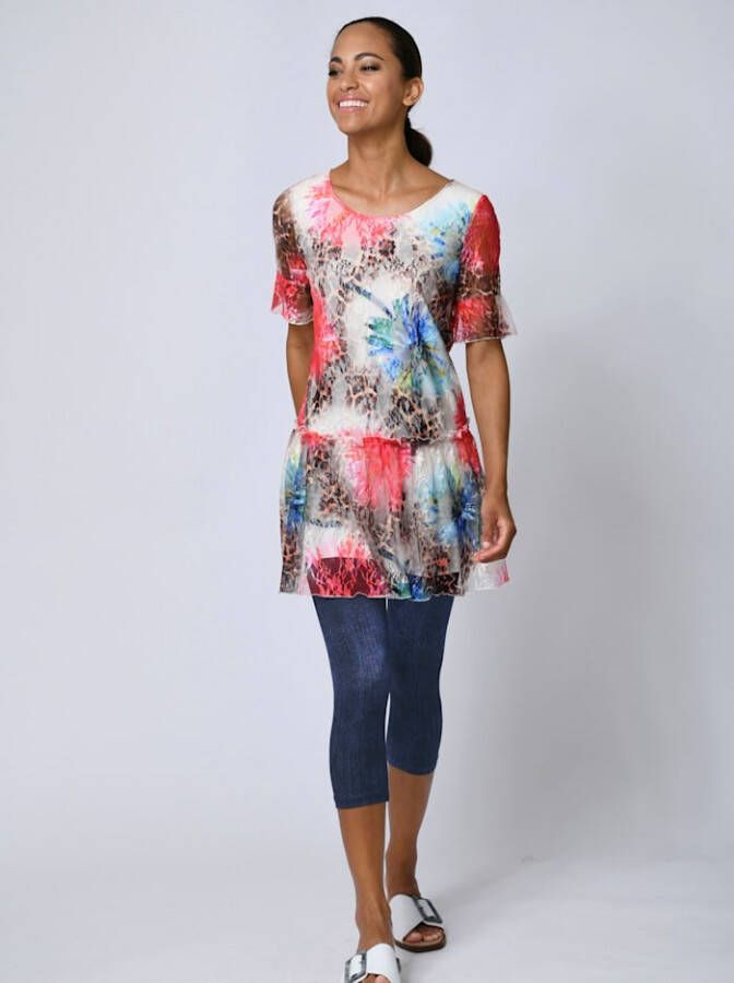 alba moda Strandjurk met kant en volants Multicolor